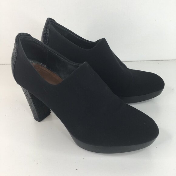 Donald J Pliner Evelyn Snakeskin Leather Platform Black Ankle Booties Size  6M - Picture 2 of 11